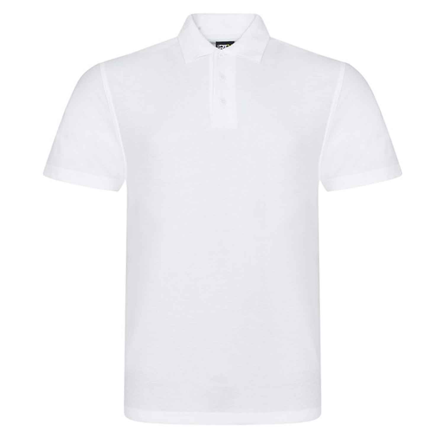 Pro RTX Pro polo shirt in white on a white background. RX101 