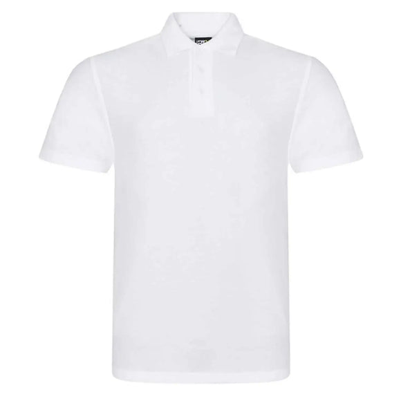 Pro RTX Pro polo shirt in white on a white background. RX101 