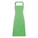 An apple green bib apron with a neck strap and front pocket, displayed on a plain background. Colours Bib Apron with Pocket - PR154