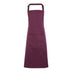 An aubergine purple bib apron with a neck strap and front pocket, displayed on a plain background. Colours Bib Apron with Pocket - PR154