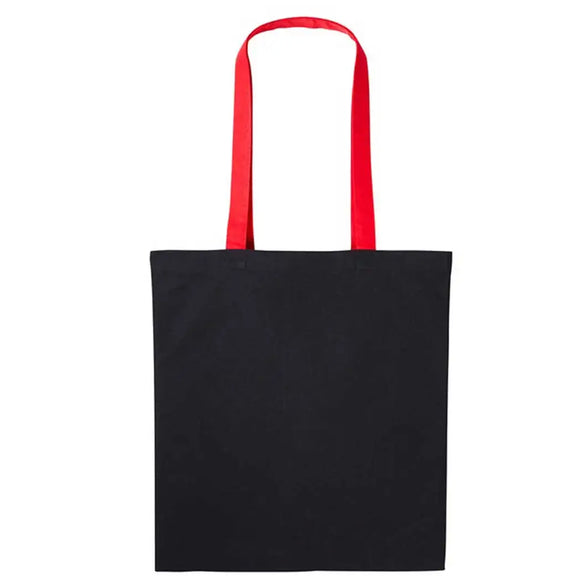 Nutshell Varsity Cotton Shopper - RL150 in black with fire red handles against a white background