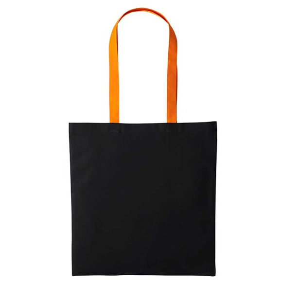 Nutshell Varsity Cotton Shopper - RL150 in black with orange handles against a white background