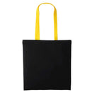 Nutshell Varsity Cotton Shopper - RL150 in black with sunflower yellow handles against a white background
