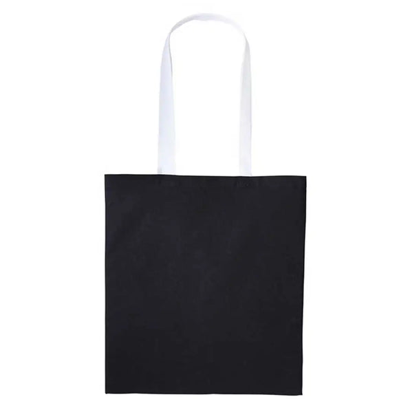 Nutshell Varsity Cotton Shopper - RL150 in black with white handles against a white background