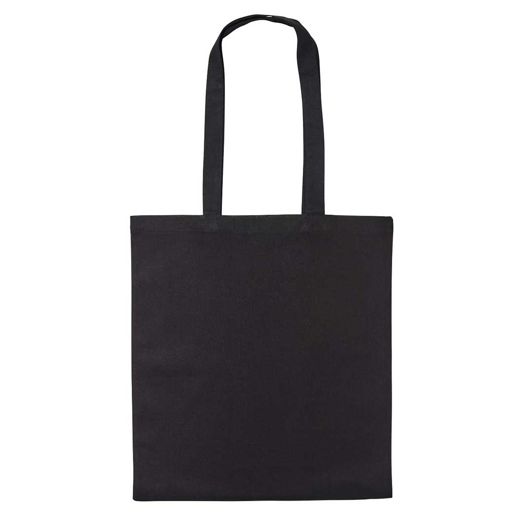 Black tote bag on a white background