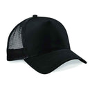 Beechfield B640 Black mesh trucker cap on a white background