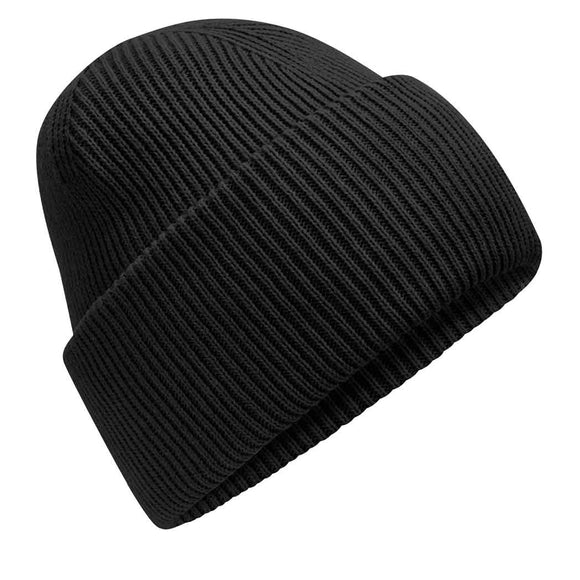 Beechfield Classic Engineered Deep-Cuffed Beanie - B385R in black on a white background