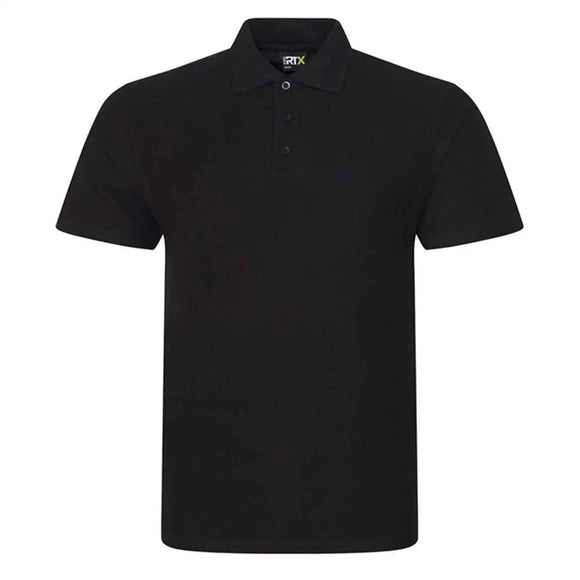 Pro RTX Pro polo shirt in black on a white background. RX101 