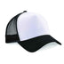 Beechfield B640 Black and white trucker cap on a white background