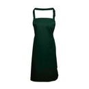 A bottle green bib apron with a neck strap and front pocket, displayed on a plain background. Colours Bib Apron with Pocket - PR154