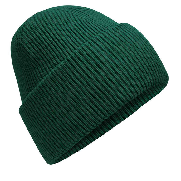Beechfield Classic Engineered Deep-Cuffed Beanie - B385R in bottle green on a white background