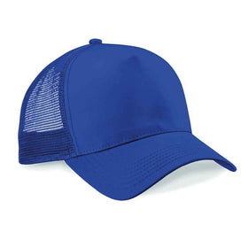 Beechfield B640 bright royal Blue mesh trucker cap on a white background