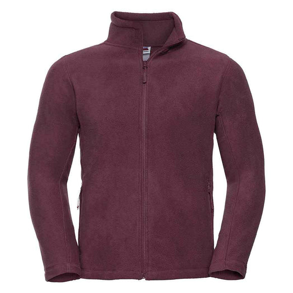 Russell Full-Zip Outdoor Fleece - 870M in burgundy on a white background.
