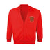 Red Cardigan Sweatshirt for Longridge C of E Primary School with school crest embroidery to the left chest area.