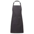 A charcoal grey bib apron with a neck strap and front pocket, displayed on a plain background. Colours Bib Apron with Pocket - PR154
