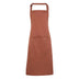 A chestnut brown bib apron with a neck strap and front pocket, displayed on a plain background. Colours Bib Apron with Pocket - PR154