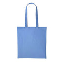 A cornflower blue long handle tote bag made of cotton, displayed against a white background. Nutshell Cotton Shopper - RL100