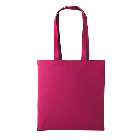 A cranberry long handle tote bag made of cotton, displayed against a white background. Nutshell Cotton Shopper - RL100