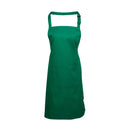 An emerald green bib apron with a neck strap and front pocket, displayed on a plain background. Colours Bib Apron with Pocket - PR154