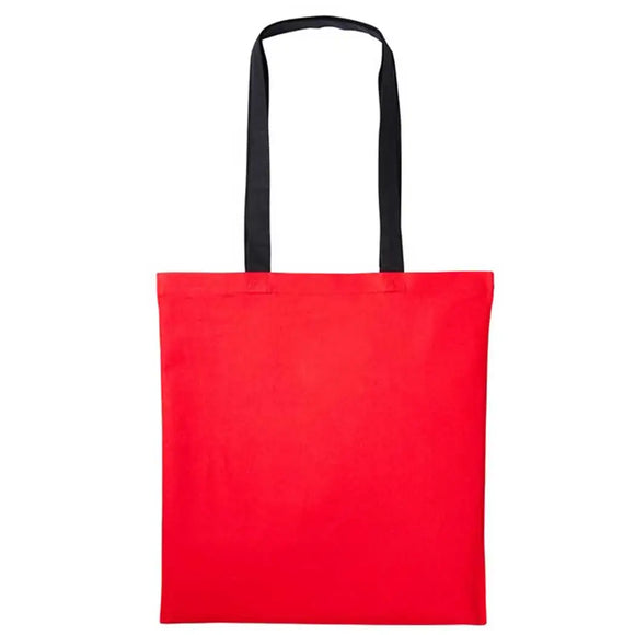 Nutshell Varsity Cotton Shopper - RL150 in fire red with black handles against a white background