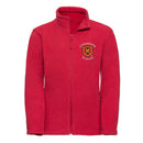 Red Full-Zip Fleece for Longridge C of E Primary School with school crest to the left chest area.