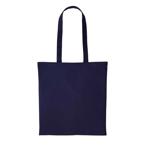 A French dark navy long handle tote bag made of cotton, displayed against a white background. Nutshell Cotton Shopper - RL100