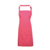 A fuchsia pink bib apron with a neck strap and front pocket, displayed on a plain background. Colours Bib Apron with Pocket - PR154