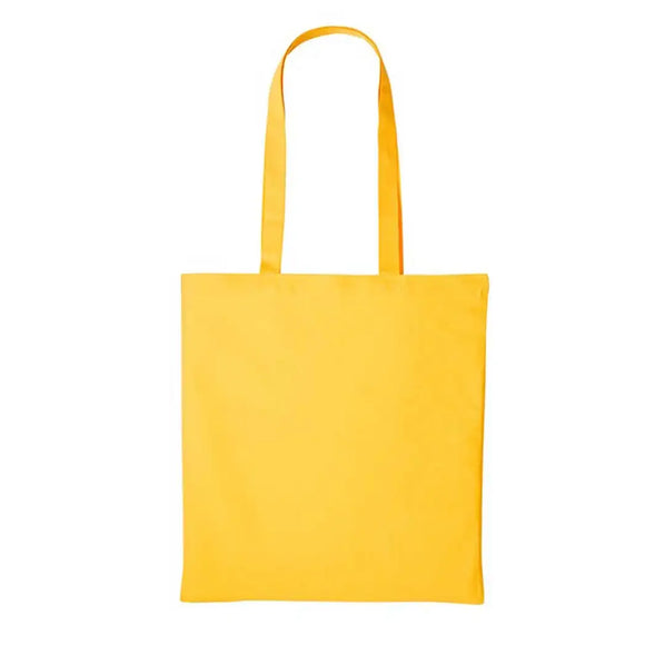A gold long handle tote bag made of cotton, displayed against a white background. Nutshell Cotton Shopper - RL100