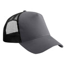 Beechfield B640 graphite grey trucker cap with black mesh back on a white background