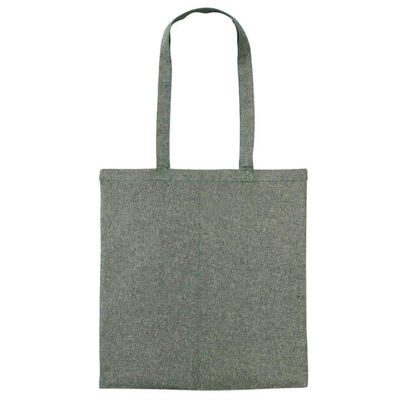Nutshell Recycled Cotton Shopper - RL600 Green marl tote bag on a white background