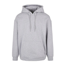 Build your Brand Basic Oversize Hoodie - BB006 in heather grey against a white background