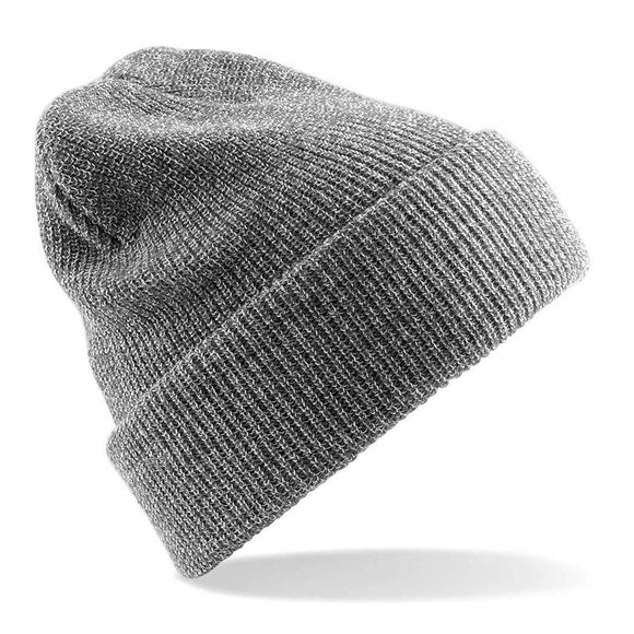Beechfield Heritage Beanie - B425 in heather grey on a white background