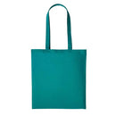 A Jade green long handle tote bag made of cotton, displayed against a white background. Nutshell Cotton Shopper - RL100