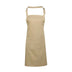 A khaki brown bib apron with a neck strap and front pocket, displayed on a plain background. Colours Bib Apron with Pocket - PR154
