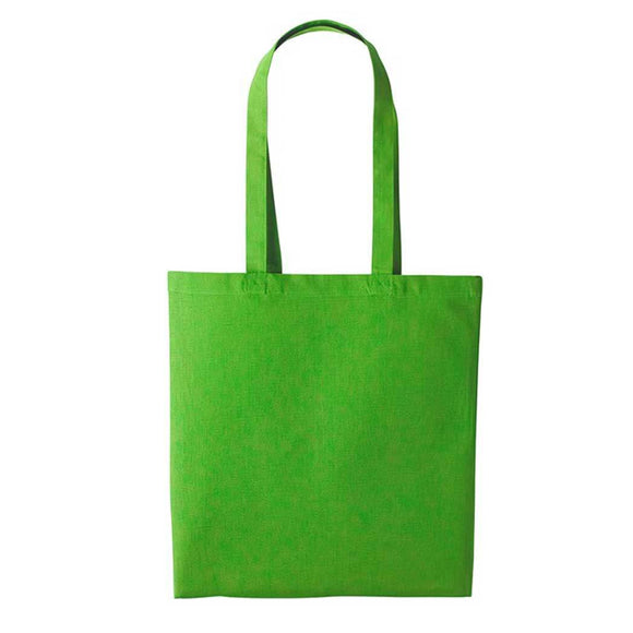 A Kiwi green long handle tote bag made of cotton, displayed against a white background. Nutshell Cotton Shopper - RL100