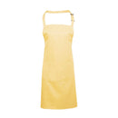 A lemon yellow bib apron with a neck strap and front pocket, displayed on a plain background. Colours Bib Apron with Pocket - PR154