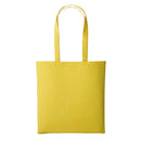 A Lemon yellow long handle tote bag made of cotton, displayed against a white background. Nutshell Cotton Shopper - RL100