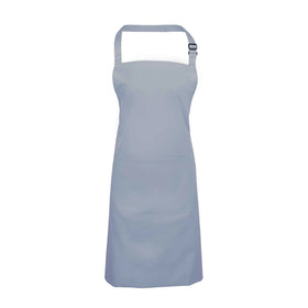 A light blue bib apron with a neck strap and front pocket, displayed on a plain background. Colours Bib Apron with Pocket - PR154