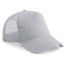 Beechfield B640 Light grey mesh trucker cap on a white background