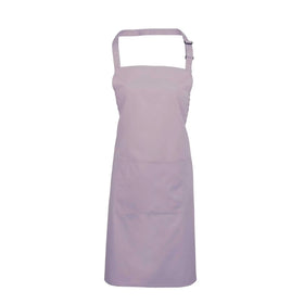 A lilac purple bib apron with a neck strap and front pocket, displayed on a plain background. Colours Bib Apron with Pocket - PR154
