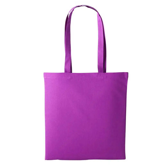 A magenta purple long handle tote bag made of cotton, displayed against a white background. Nutshell Cotton Shopper - RL100