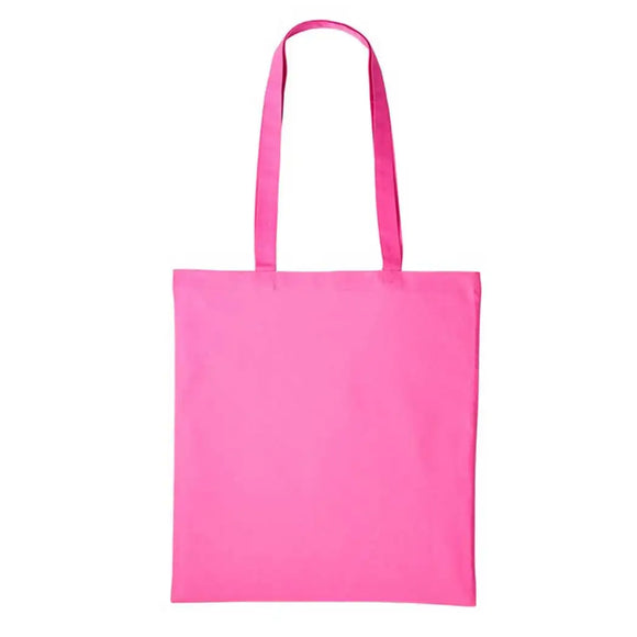 A mid pink long handle tote bag made of cotton, displayed against a white background. Nutshell Cotton Shopper - RL100