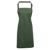 A moss green bib apron with a neck strap and front pocket, displayed on a plain background. Colours Bib Apron with Pocket - PR154