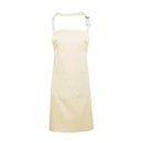 A natural bib apron with a neck strap and front pocket, displayed on a plain background. Colours Bib Apron with Pocket - PR154