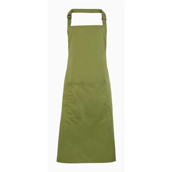 An oasis green bib apron with a neck strap and front pocket, displayed on a plain background. Colours Bib Apron with Pocket - PR15