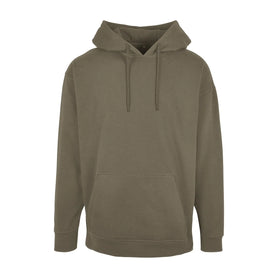Build your Brand Basic Oversize Hoodie - BB006 in olive green against a white background