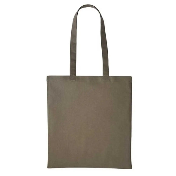 An olive green long handle tote bag made of cotton, displayed against a white background. Nutshell Cotton Shopper - RL100