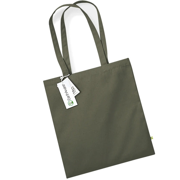 Olive green Beechfield EarthAware® Organic Bag For Life - W801 tote bag on a white background