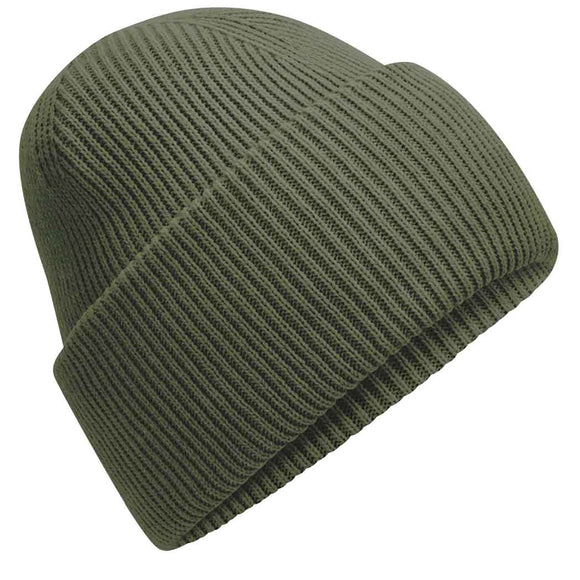 Beechfield Classic Engineered Deep-Cuffed Beanie - B385R in olive green on a white background