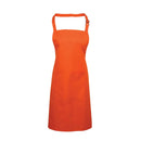 An orange bib apron with a neck strap and front pocket, displayed on a plain background. Colours Bib Apron with Pocket - PR154